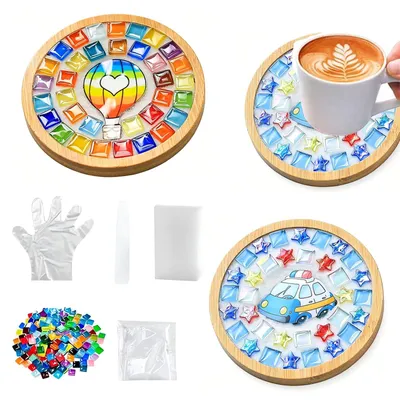 Image de Set de mosaïque pour enfants de 2 pièces avec sous-verres