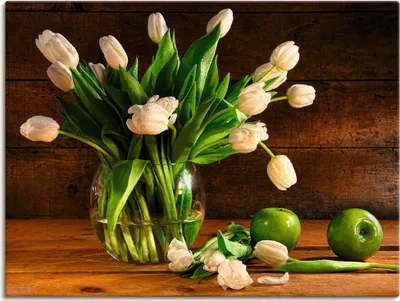 Produktbild von ARTland Leinwandbild Tulpen in Glasvase Größe: 60x45 cm