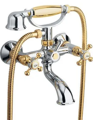 Immagine prodotto di Sapho Reitano Rubinetteria Antea - Miscelatore da bagno con accessori, cromo/oro 3012