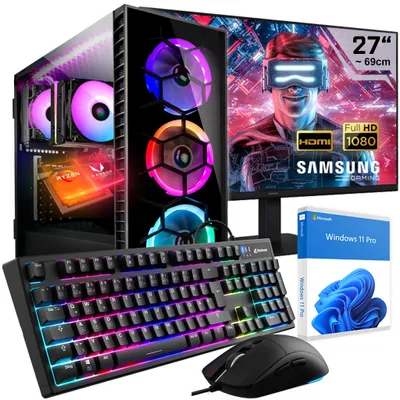 Produktbild von KRAFTPC Gaming PC Komplett-Set AMD Ryzen7 5700G - Radeon VEGA Grafik - 1000GB M.2 NVMe SSD - 32GB DDR4 - Win11 - WLAN - Samsung 27"TFT - Tastatur/Maus
