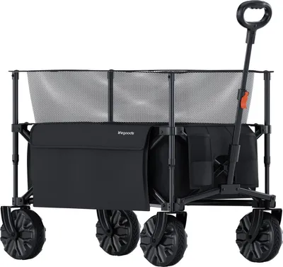 Produktbild von LifeGoods Bollerwagen - Faltbarer Handwagen - 100KG - 230L - Erhöhbar - Mit Schutzhülle - Schwarz
