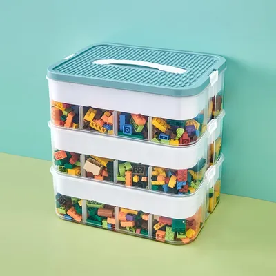 Produktbild von Aufbewahrungsbox für Bausteine - 3 Ebenen - stapelbar - Spielzeugkiste