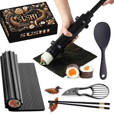 Produktbild von Famanu Sushi Set - 8-teiliges Set mit Essstäbchen und Haltern