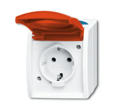 Produktbild von Busch-Jaeger 2083-0-0825, CEE 7/3, 2P+E, Rot, Weiß, IP44, 250 V, 16 A