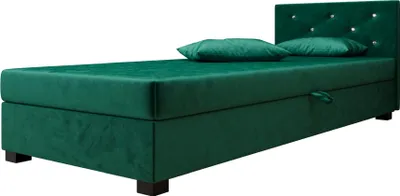 Obrázek produktu pro Pilloline skříňová postel OLET 110x195 kompletní set s matrací Bonell, čalouněná postel se zásuvkami - zelená, MONOLITH 37