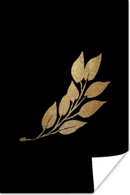 Produktbild von MuchoWow® Poster Blätter - Gold und Schwarz - Zweig 120x180 cm - Kunstposter