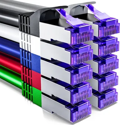 Produktbild von deleyCON 10x 1m CAT7 Netzwerkkabel - 10 Gigabit - RJ45 Patchkabel Ethernet Kabel (Kupfer, SFTP PiMF Schirmung) - LAN DSL Switch Modem Router Patchpanel CAT7 CAT6 CAT5 - Bunt