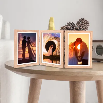 Produktbild von Fotoliste Collage für 3 Fotos | Faltbare Holz-Multiliste 10x15 cm