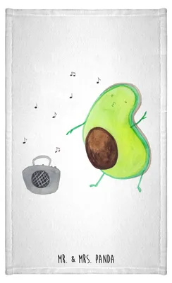 Produktbild von Mr. & Mrs. Panda Handtuch Avocado Tanzen - Weiß - Geschenk, Musik, Singen, Klein, Mini-Handtuch, Gästehandtuch 30x50, Frotteetuch, Party, Fröhlich, gäste wc