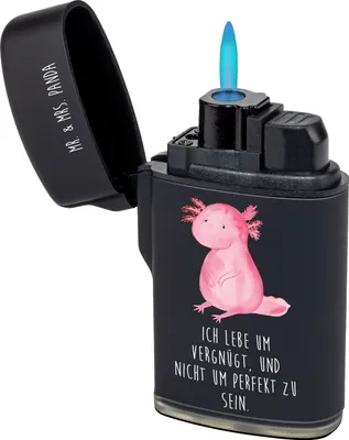 Produktbild von Mr. & Mrs. Panda zigarettenanzünder Axolotl Niedlich - Schwarz - Geschenk, Gasfeuerzeug, Weisheit, Feuerzeuge, Freundin, Lebensstil, sturmfeuerzeug, Feuerzeug, anzünder