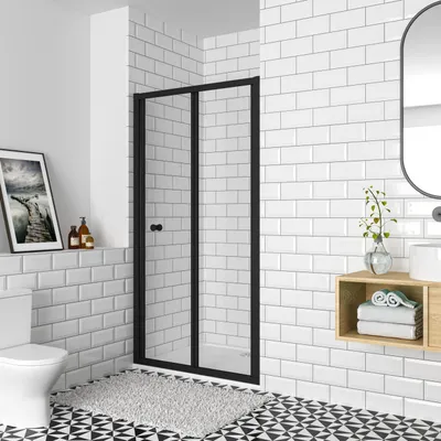 Produktbild von Duschparadies Duschfalttür Nischentür 100 x  195 cm Mattschwarz Badezimmer Glastür für Duschnische 5 mm ESG Sicherheitsglas