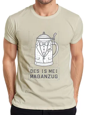 Produktbild von Des Is Mei Maßanzug Bierkrug Tracht Lederhose Dirndl Herren T-Shirt, Natur, 3XL