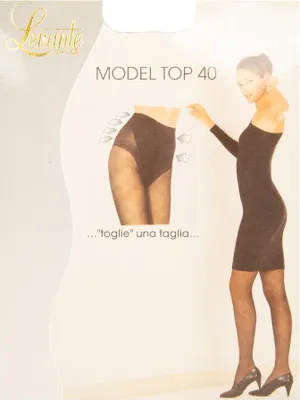 Image de Collants pour femmes, 40 deniers, bande élastique stretch satinée avec motif tissé contrasté, LEVANTE, référence MODEL TOP 40, tailles 4 à XL, 3 % coton, 80 % polyamide, 17 % Élasthanne