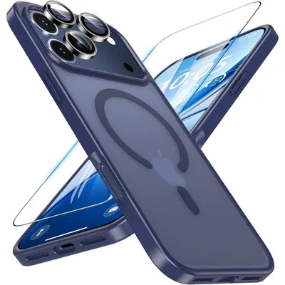 Productafbeelding van Beschermhoes voor iPhone 17 Pro met MagSafe, gehard glas en bescherming voor de camera, blauw