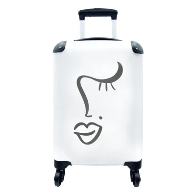 Produktbild von MuchoWow® Koffer Handgepäck Trolley Rollkoffer Kleine Reisekoffer mit 4 Rollen - Frau - Gesicht - Abstrakt - Cabin Size < 55x40x23 cm & 55x40x20 cm - Fotokoffer - Kabinenkoffer - Boardgepäck - Reise-Box - Reisekoffer - Reisegepäck - Koffer mit Bild - Trolley für Kinder