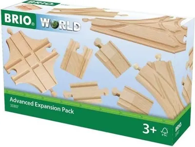 Produktbild von BRIO World Eisenbahn Zubehör Set, 11 Teile, Erweiterung für Holzeisenbahn, Schienen Sortiment mit Weichen