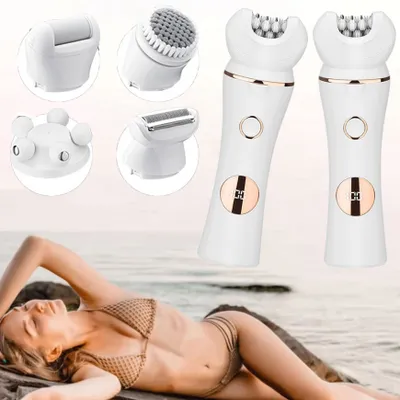 Produktbild von Epilierer, 5 in 1 Haarentferner, Rasierer Frauen mit USB, Haarentfernungsgerät mit LED-Licht, Wasserdichtes Gesichtsmassagegerät