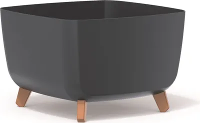 Image de Prosperplast Gracia Square Pot de fleurs avec pieds amovibles incl. insert pour l'intérieur et l'extérieur Pot de plantes carré en plastique résistant aux UV 39x39x27cm Anthracite