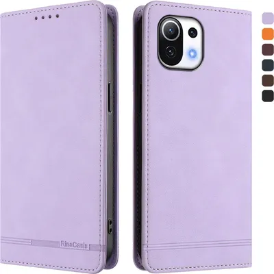 Obrázek produktu pro Pouzdro pro Xiaomi Mi 11 Lite, retroPolyuretankožené flip pouzdro s stojánkem a přihrádkami na karty Fialový