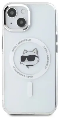 Produktbild von Karl Lagerfeld IML Metal Choupette Head MagSafe - iPhone 15 Hülle (Weiß)
