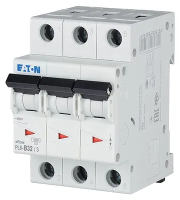 Imagen del producto de Interruptor automático Eaton 286592, 3 polos, curva B, 32A, 6kA