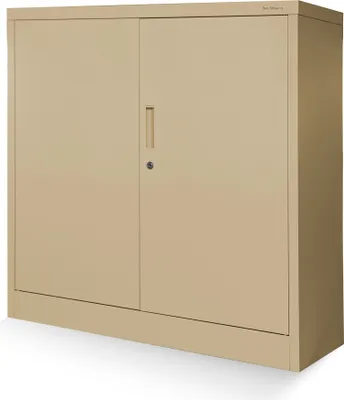 Produktbild von Kleiner Aktenschrank C001B Büroschrank mit Flügeltüren Metallschrank Lagerschrank Pulverbeschichtet Stahlblech Abschließbar 92,5 x 90 x 40 cm, Farbe: Beige