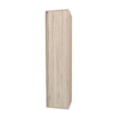 Productafbeelding van BELVIT ARONA Hoge kast voor badkamer, 135 cm, MDF met soft-close sluiting, licht hout, hangende badkamermeubel