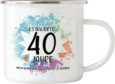 Produktbild von Es Dauerte 40 Jahre Um So Wunderbar Zu Werden Emaille Tasse Geburtstagsgeschenk 40 Jahre Alt Humor