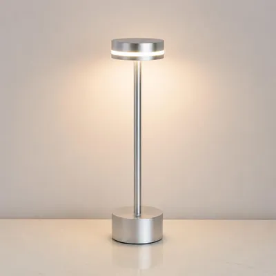 Produktbild von LED Tischlampe Kabellos, 1800mAh Touch Tischleuchte Dimmbar, Tischlampen Batteriebetrieben Aufladbar, Aluminium, 3 Farbtemperatur
