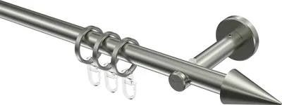 Produktbild von Interdeco Gardinenstange / Vorhangstange Edelstahl-Optik, Typ Medium Scarano (Kegel), 16 mm Ø 1-läufig, 520 cm