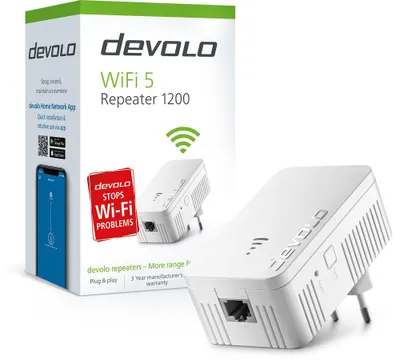 Image de Devolo WiFi 5 Repeater 1200, Répéteur de réseau, 1200 Mbit/s, WLAN, Ethernet/LAN, blanc