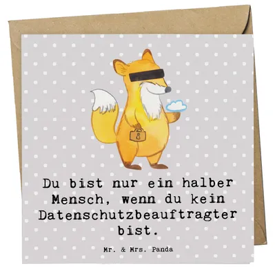 Produktbild von Mr. & Mrs. Panda Glückwunschkarte Datenschutzbeauftragter Herz - Grau Pastell - Geschenk, doppelkarte, Spruch, Datenschützer, Klappkarte, faltkarte, Grußkarte, Lustig