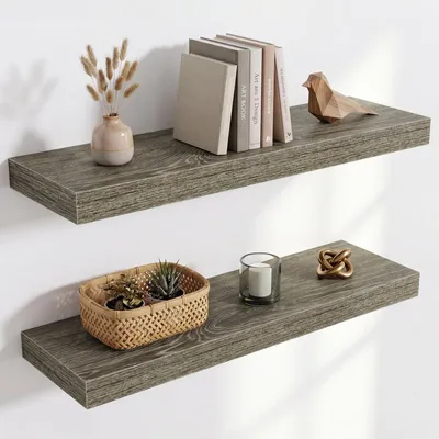 Produktbild von Holz Wandregal extra stark 60 cm Eichengrau 2er-Set