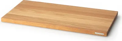 A wooden cutting board is shown on a white background.