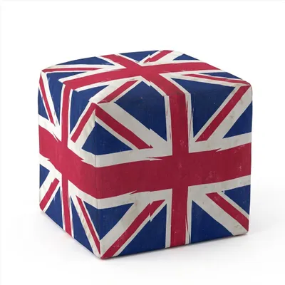 Zdjęcie produktu dla Pufa/hoker "Union Jack", styl brytyjski, vintage, tekstylna kostka, designerski wzór