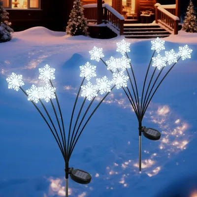Solar-Schneeflockenleuchten, 2er-Set, 16 LEDs, wasserdicht, für Garten