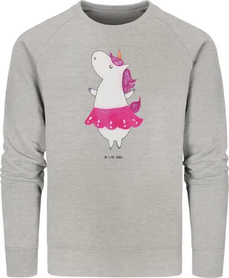 Produktbild von Mr. & Mrs. Panda Rundhals Sweatshirt Einhorn Ballerina Größe S - Heather Grey - Geschenk, Pulli, Baumwoll Pullover, Nachhaltiges, Einhörner, Geburtstag, Unicorn, Sweater