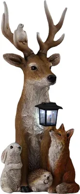 Produktbild von Gartendeko  mit Solarlaterne Harz Handwerk Hirsch Statue Rasen