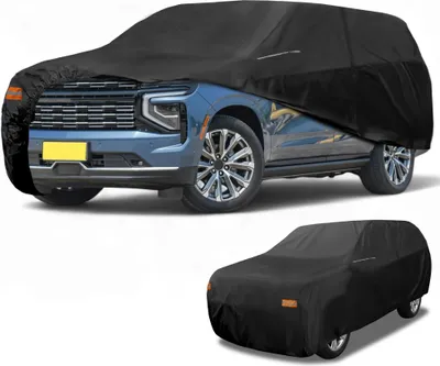 Produktbild von Autoabdeckung Wasserdicht Alle Wetter Automobil Au?en Anti-UV Sonne Regen Schutz Vollst?ndige Au?enabdeckung fš¹r Chevrolet Tahoe 4 Tš¹r 210D-PU Schwarz mit Reflektierenden Streifen
