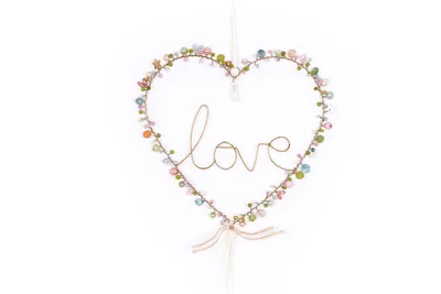 Produktbild von Dekokranz Herz love Candy ca. 19x19 cm Perlen Dekoration für Tür, Fenster und Wand