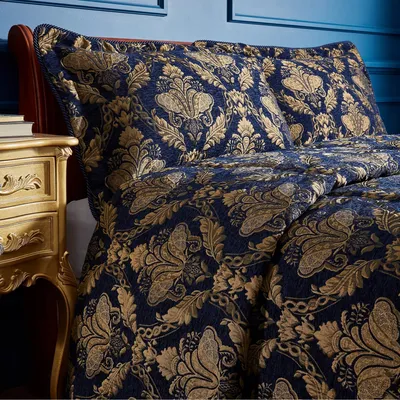 Image de Paoletti - Housse de coussin "Shiraz Traditional", Jacquard RV2943 (65 cm x 65 cm) (Bleu marine/or)