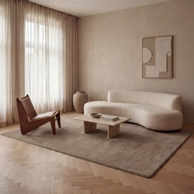 Obrázok produktu pre Moderný koberec do obývačky, jednofarebný, béžový, obdĺžnikový, 240 x 340 cm