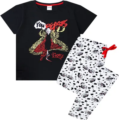 Produktbild von 101 Dalmatians - "You Beasts" Schlafanzug für Damen NS5830 (S) (Schwarz/Weiß)