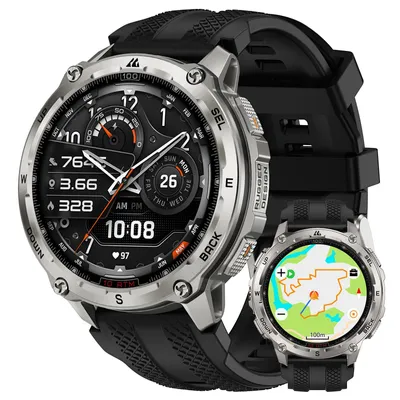 Produktbild von KOSPET TANK T4 GPS Smartwatch Herren, Voll-Edelstahlgehäuse, Globale Offline-Karten & 6 Satelliten-System, 100 m Wasserdicht, 45 m Freitauchen