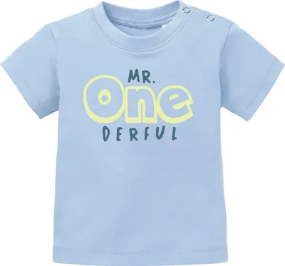 Produktbild von Baby T-Shirt kurzarm Babyshirt Mr Onederful Geburtstag 1 Jahr Geschenk Mädchen Shirt Moonworks® 2 hellblau 92/98 (16-24-Monate)