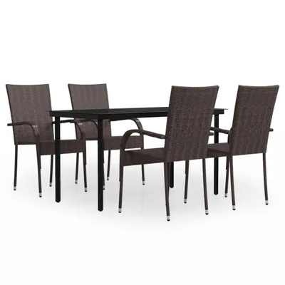 Produktbild von vidaXL 5-tlg. Garten-Essgruppe Braun und Schwarz