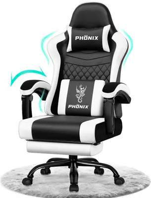 Produktbild von Aiibot Gaming Stuhl, Ergonomischer Gaming Sessel,Schreibtischstuhl,Gamingstuhl mit Fußstütze,Gaming stuhl 150 kg,verstellbare Rückenlehne,Schwarz/Weiß