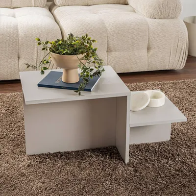 Image de Varian - Table basse, 80x40x40h cm Gris, Porte-revues