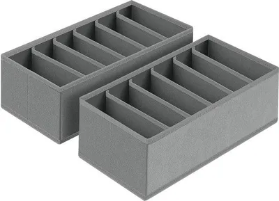 Zdjęcie produktu dla Zestaw szarych organizerów z tkaniny, 30 x 15 x 9 cm, na ubrania i akcesoria