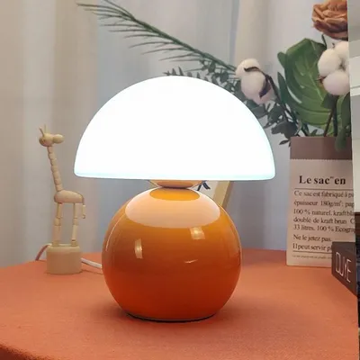 Produktbild von Pilzlampe Tischlampe für Schlafzimmer,Schreibtisch,Nachttisch,kleine Lampen für Wohnzimmer,Pilz-Nachbildung,niedliche Mini-moderne Mid-Century-Lampen,Orange